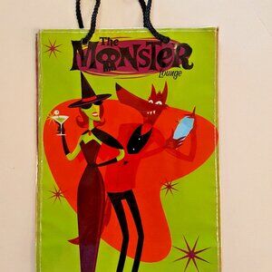 HALLOWEEN TRICK OR TREAT GIFT Bag NWT MONSTER LOUNGE Mid Century Cocktail Goth